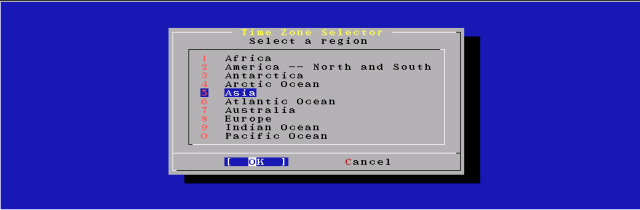 Select Your Region for Time Zone